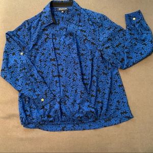 Jones New York Black/Blue Floral wrap blouse Sz 1X